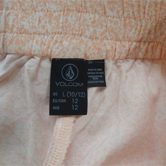 W Volcom Girls Casual Orange White Static Bloom Pull On Shorts NWT Size L 10/12 - Picture 6 of 7